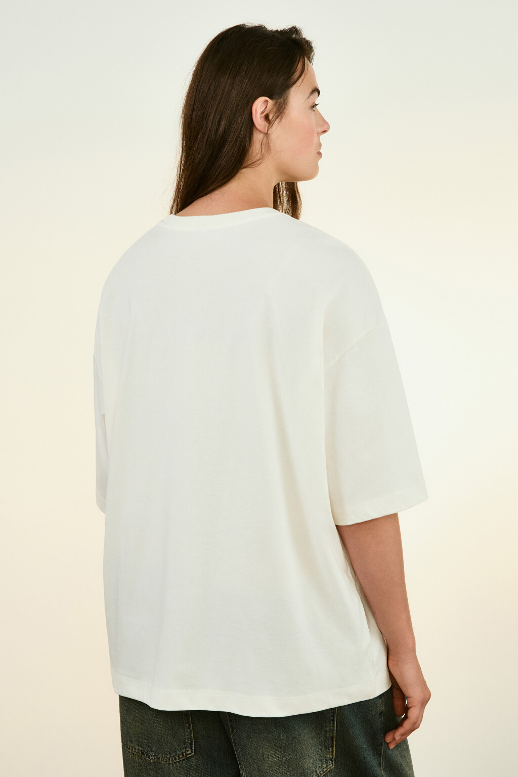 Футболка хлопковая с принтом - цвет бежевый - 3