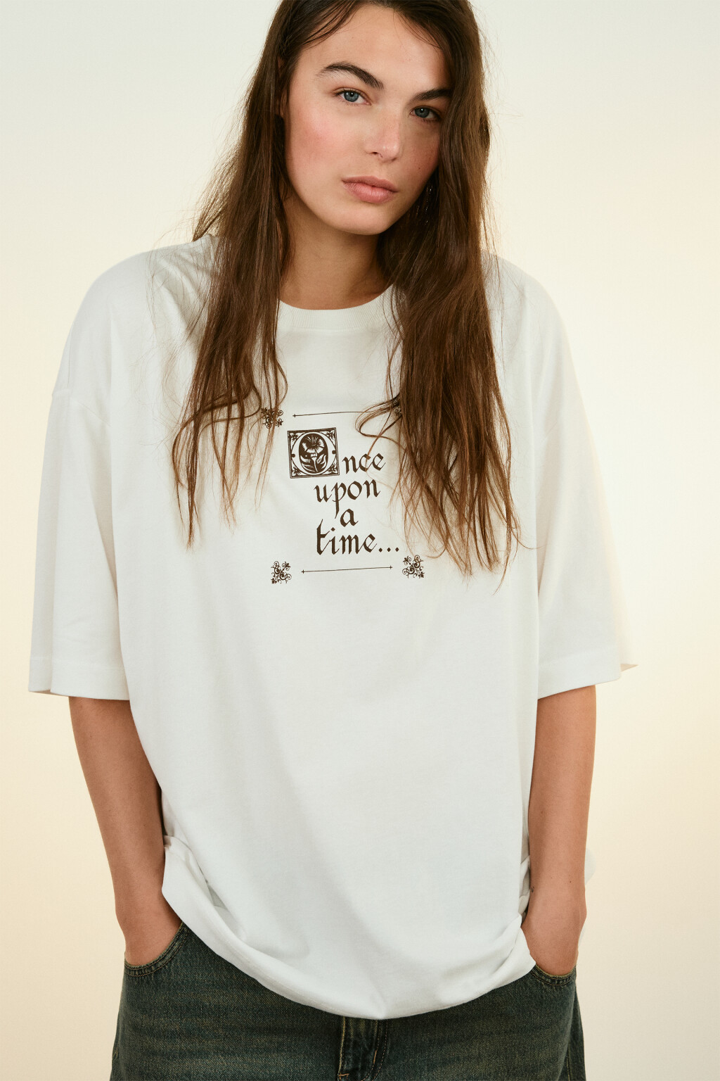 Футболка хлопковая с принтом - цвет белый - 2