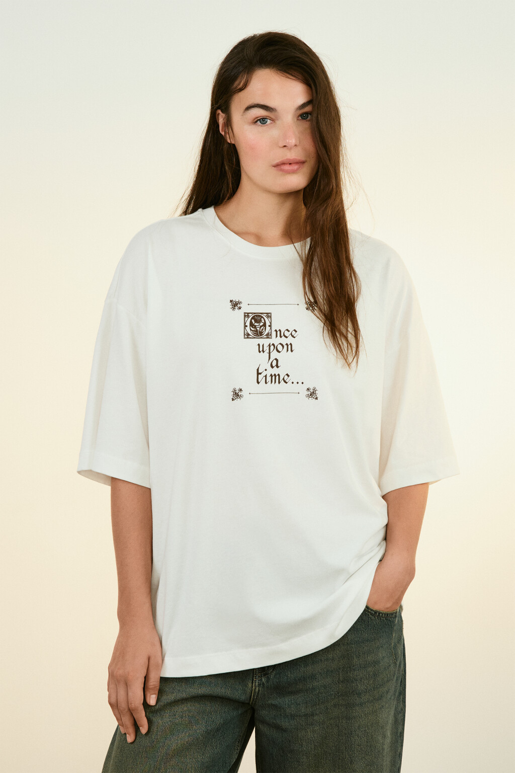 Футболка хлопковая с принтом - цвет белый - 3