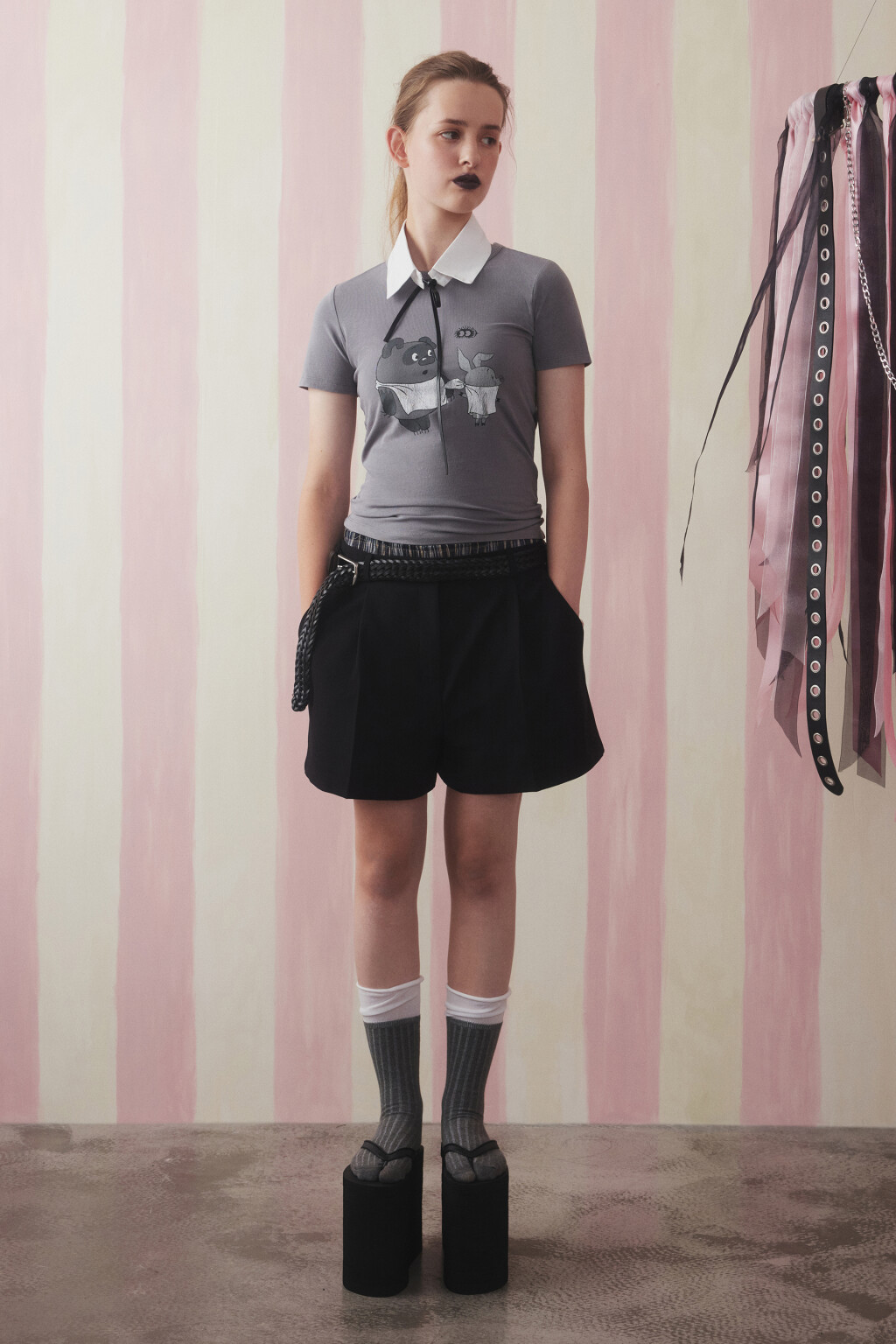 Футболка-топ вареная с принтом - цвет серый - 4