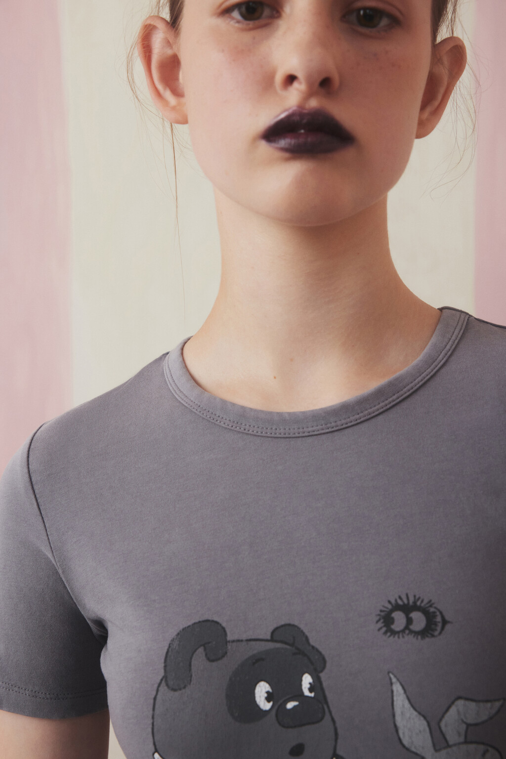 Футболка-топ вареная с принтом - цвет серый - 6