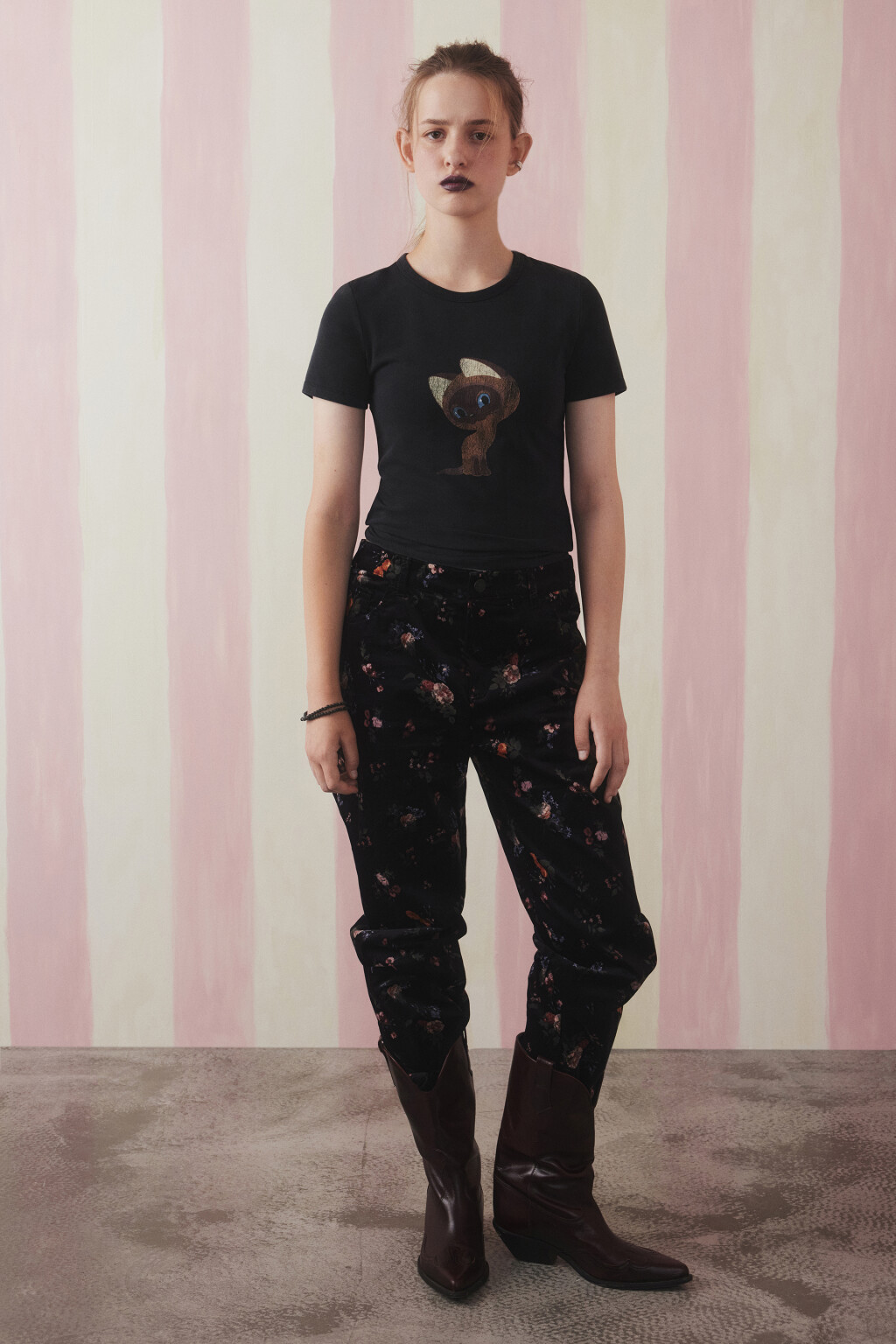 Футболка-топ вареная с принтом - цвет черный - 4