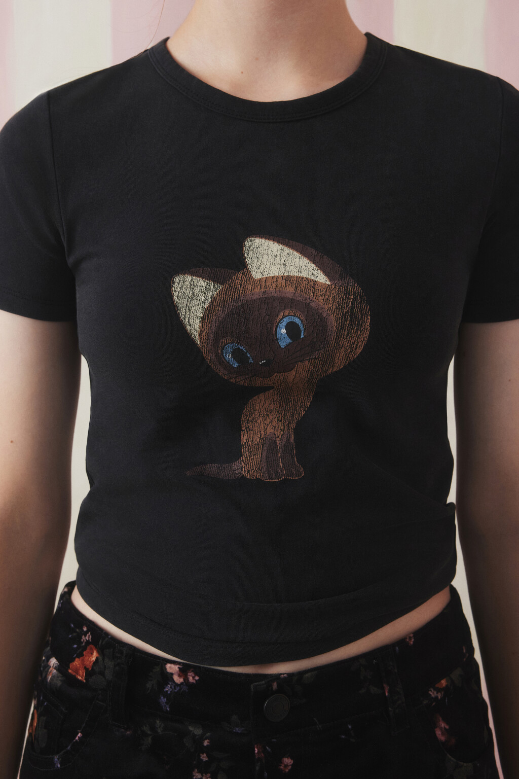 Футболка-топ вареная с принтом - цвет черный - 5