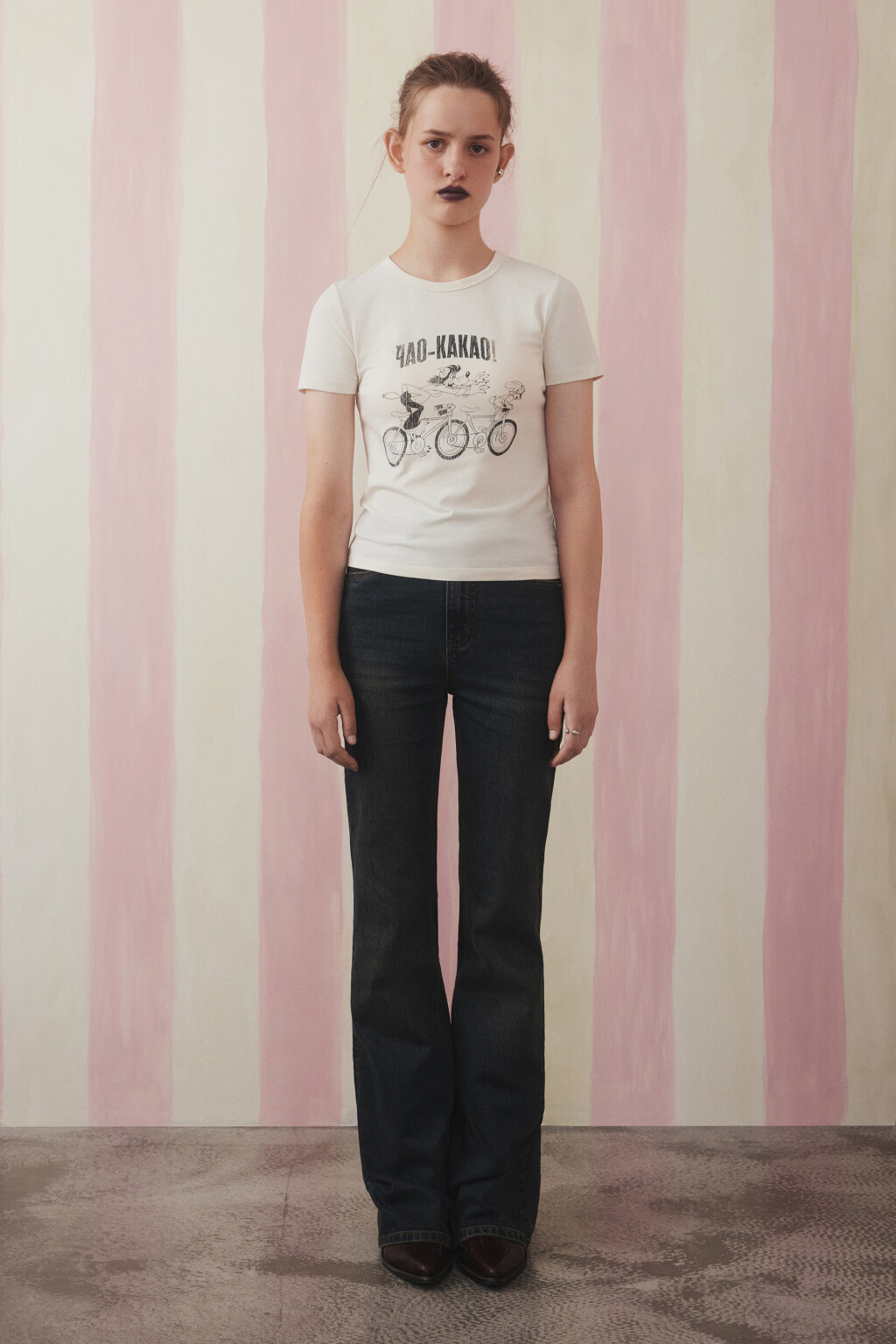 Футболка-топ вареная с принтом - цвет бежевый - 4