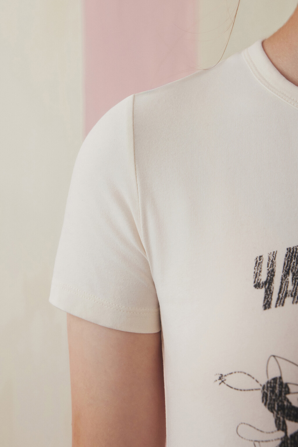 Футболка-топ вареная с принтом - цвет бежевый - 7