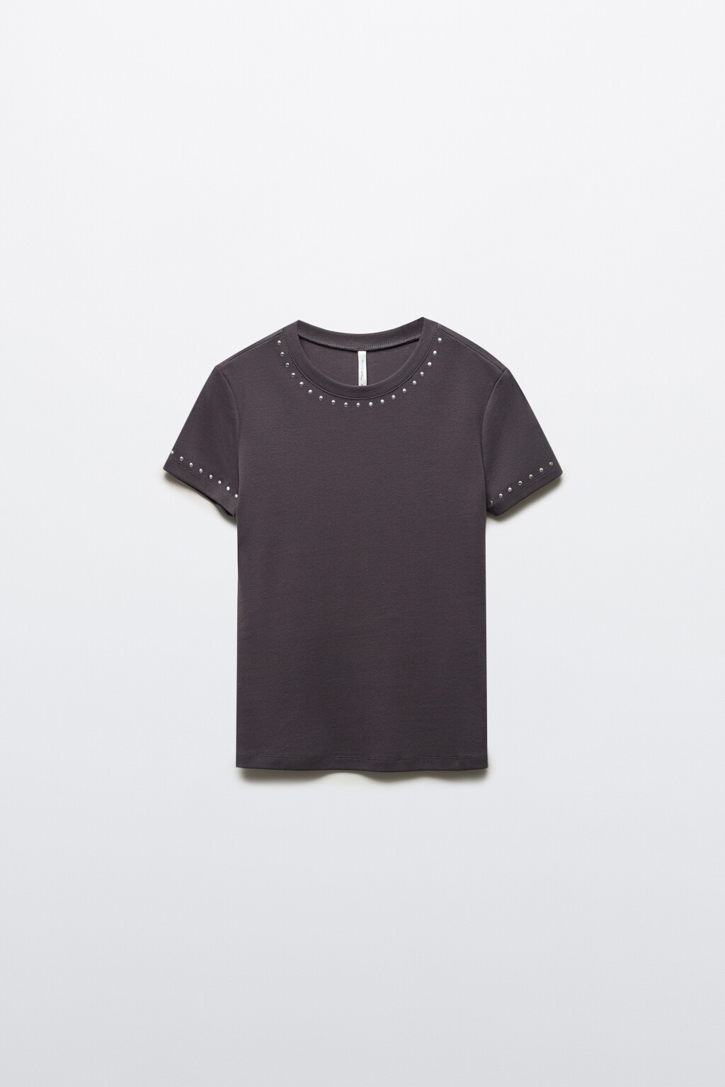 Футболка с металлическим декором - цвет серый - 7