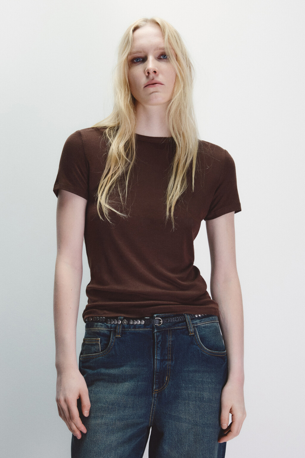 Футболка трикотажная с шерстью - цвет коричневый - 3