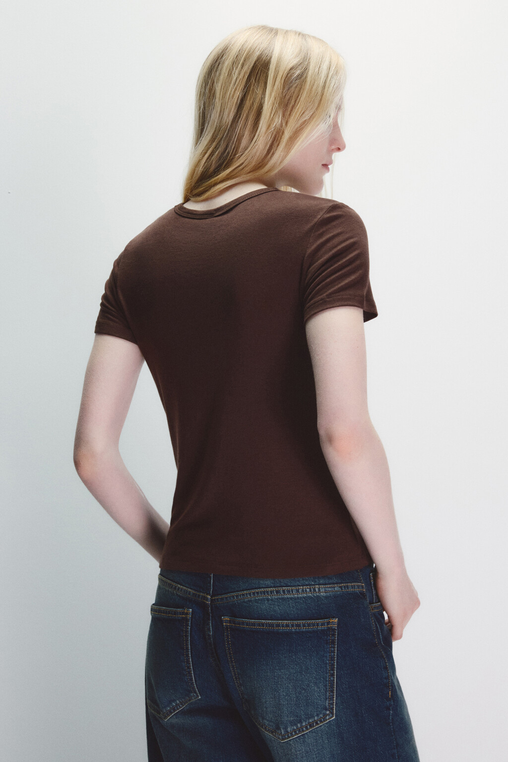 Футболка трикотажная с шерстью - цвет коричневый - 4