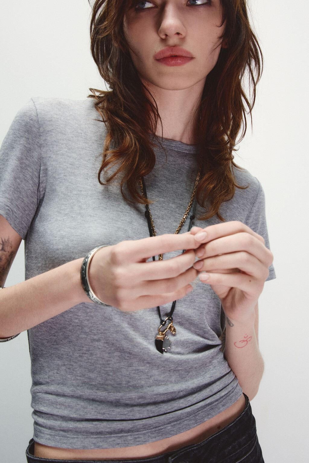 Футболка трикотажная с шерстью - цвет серый - 1