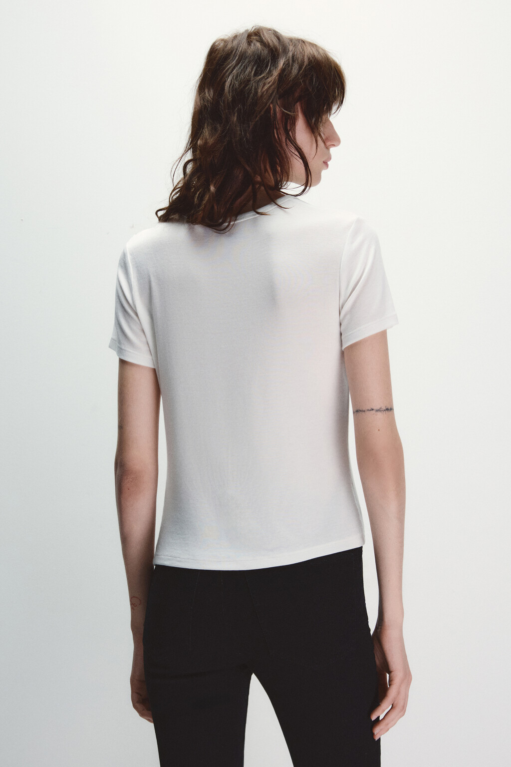 Футболка трикотажная с шерстью - цвет молочный - 3