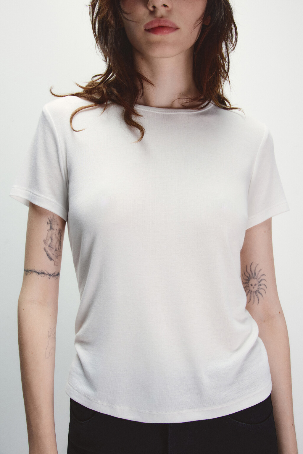 Футболка трикотажная с шерстью - цвет молочный - 5