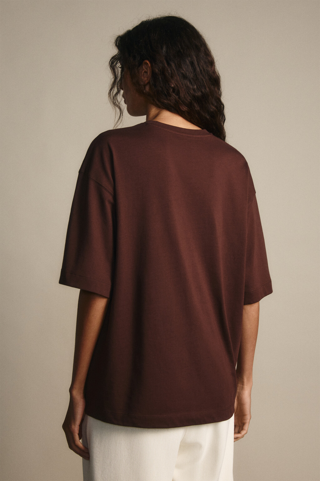 Футболка свободная с принтом - цвет коричневый - 3