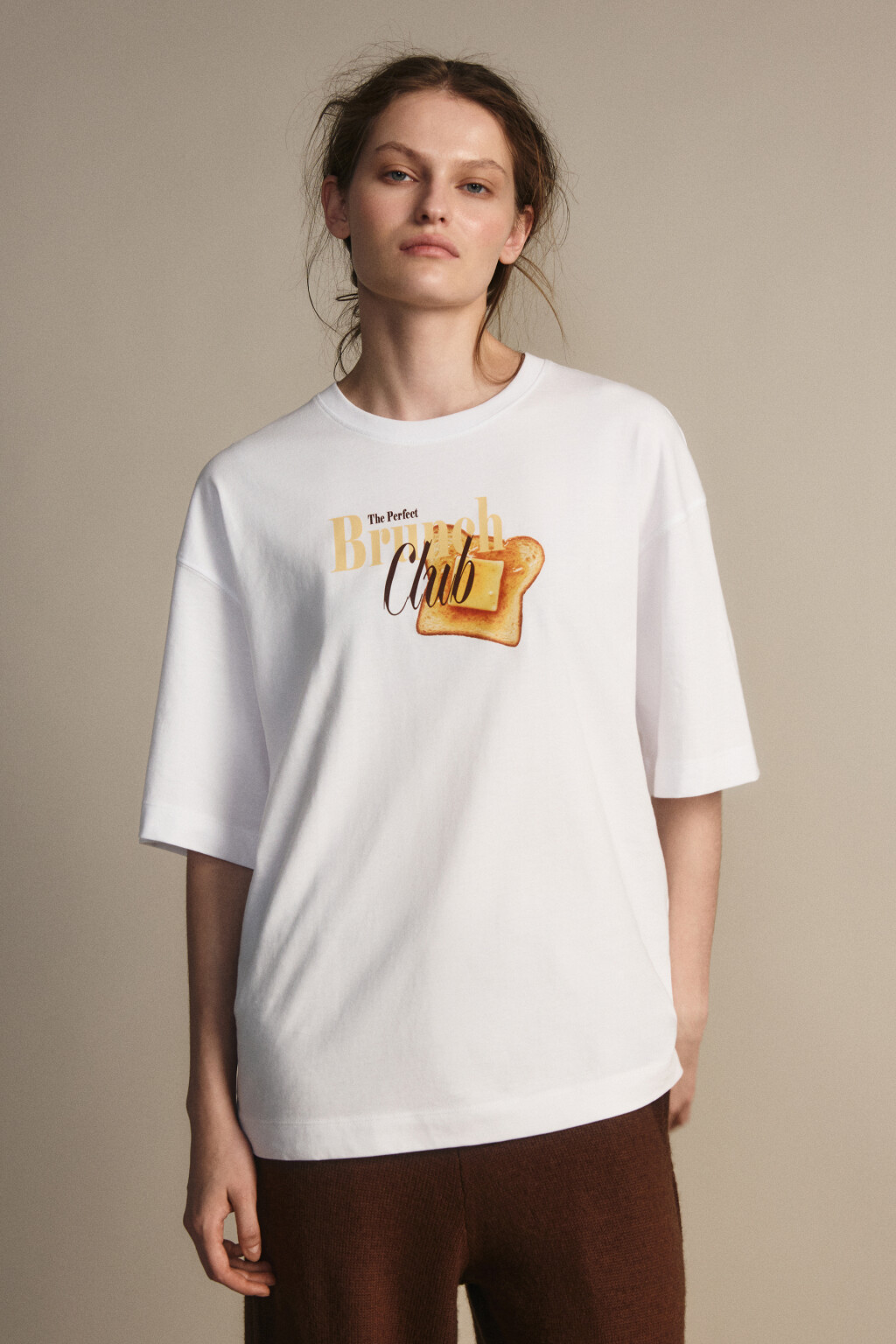 Футболка свободная с принтом - цвет белый - 3