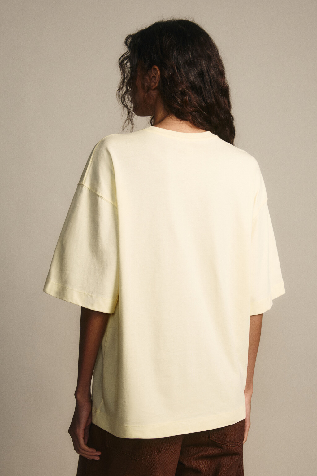 Футболка свободная с принтом - цвет желтый - 3