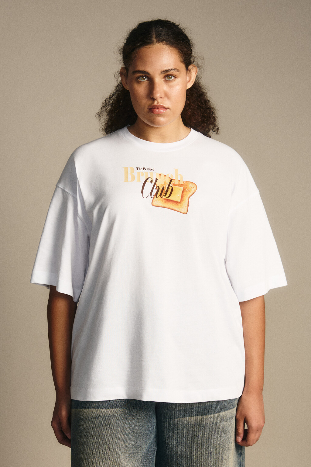 Футболка свободная с принтом - цвет белый - 4