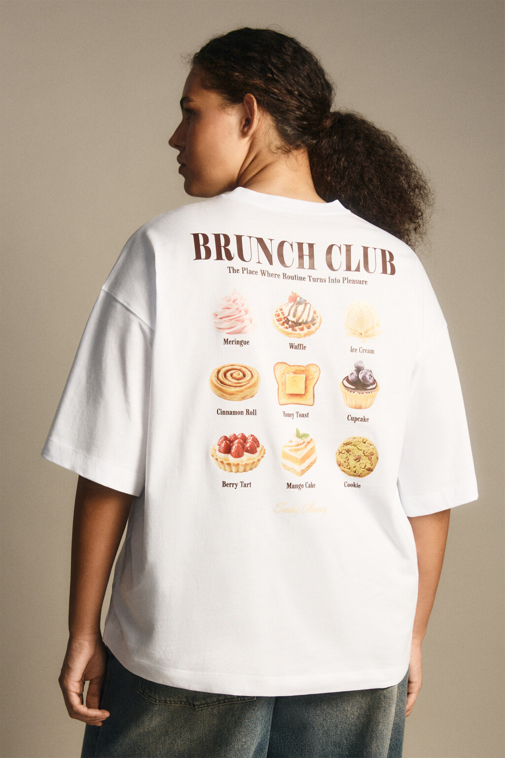 Футболка свободная с принтом - цвет белый - 5