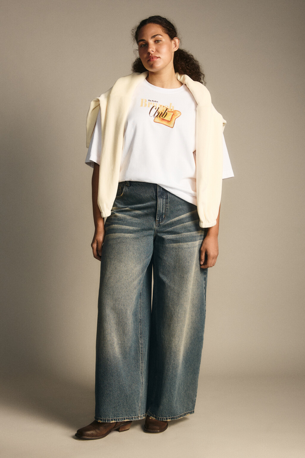 Футболка свободная с принтом - цвет белый - 6