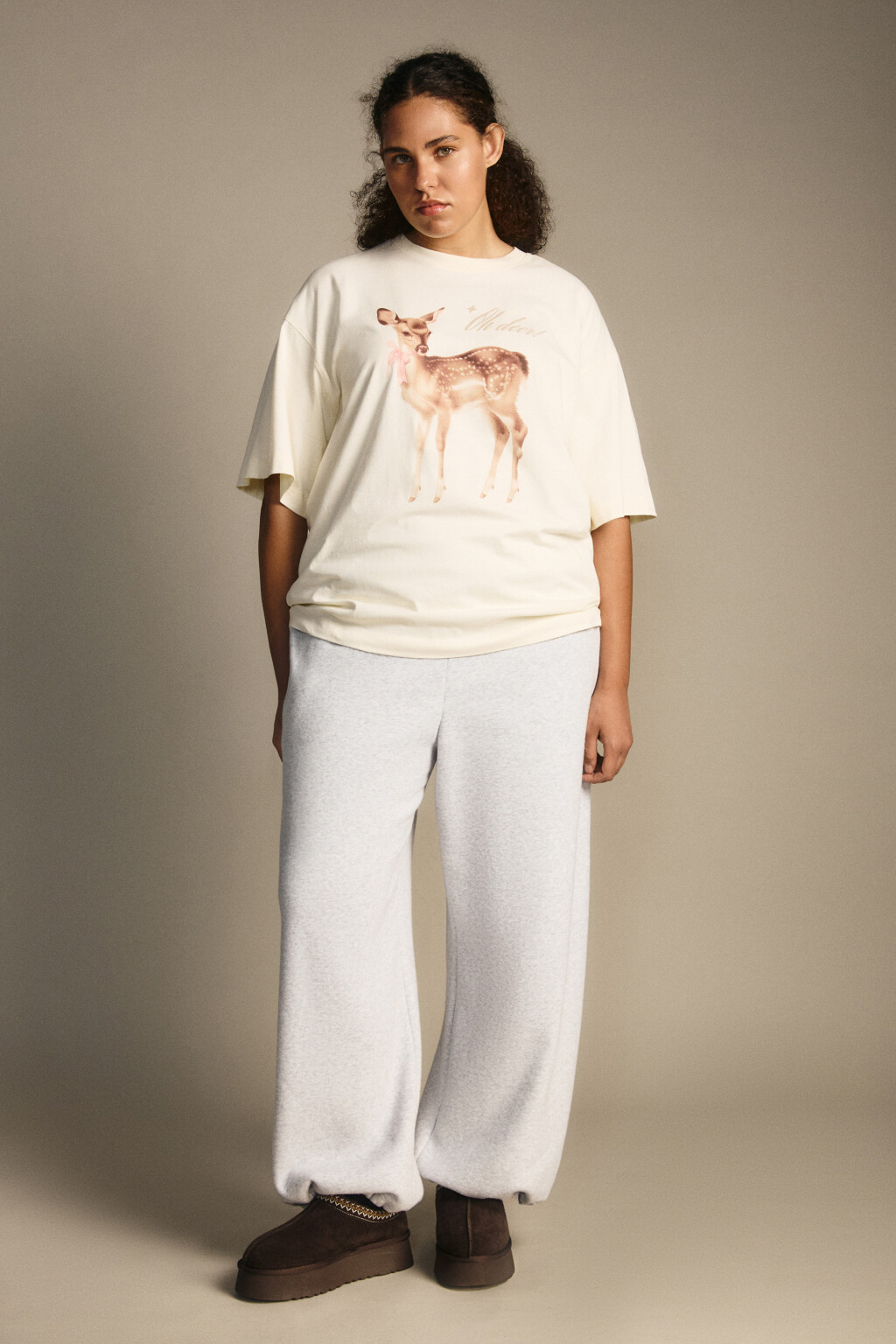 Футболка свободная с принтом - цвет бежевый - 5