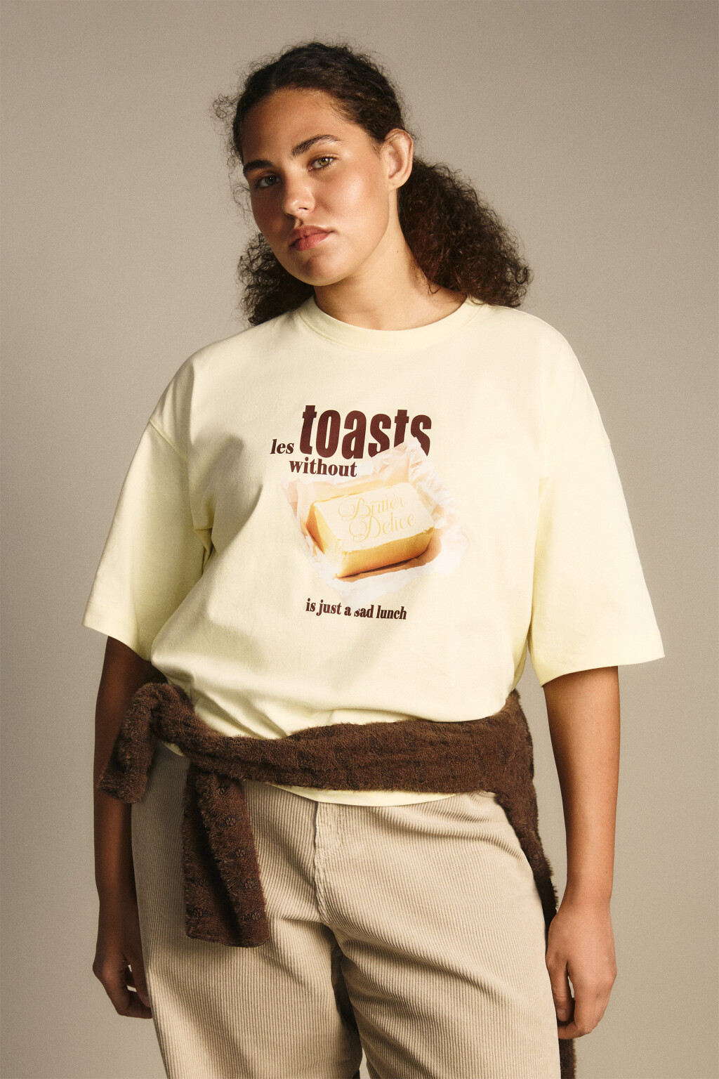 Футболка свободная с принтом - цвет желтый - 2