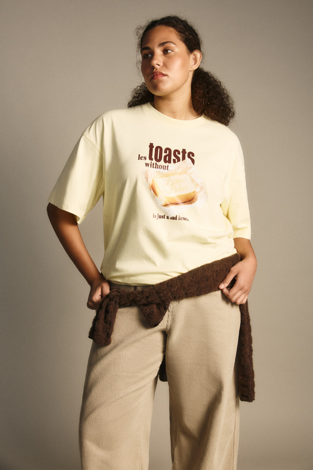 Футболка свободная с принтом - цвет желтый - 3