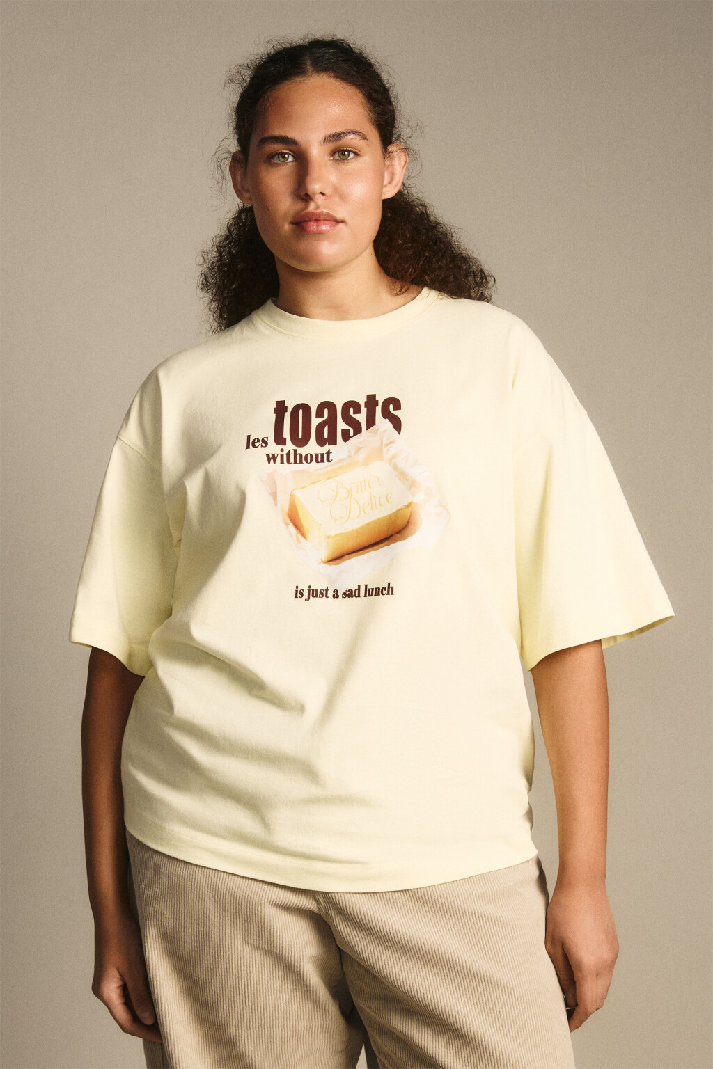 Футболка свободная с принтом - цвет желтый - 4