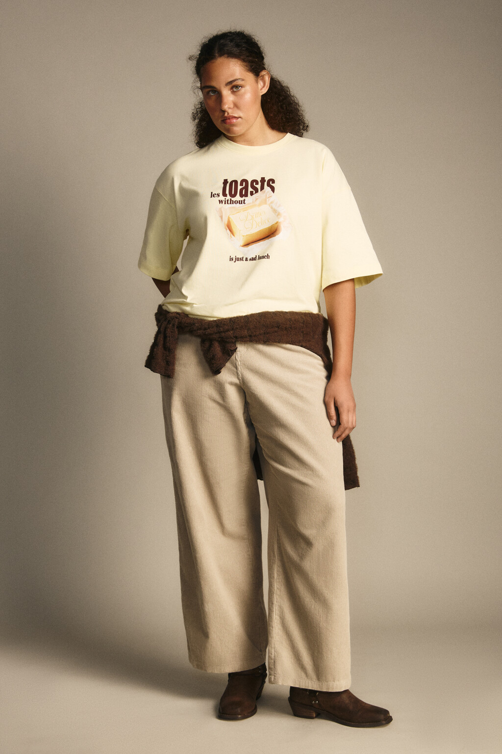 Футболка свободная с принтом - цвет желтый - 6