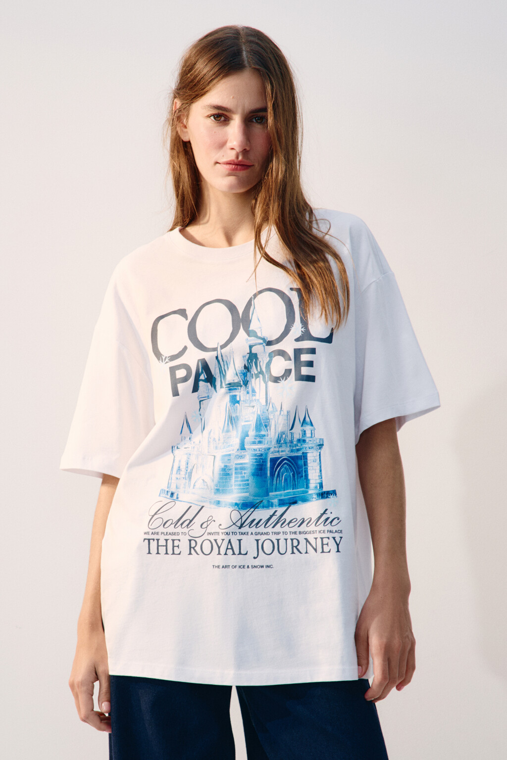 Футболка oversize с принтом-надписью - цвет белый - 2