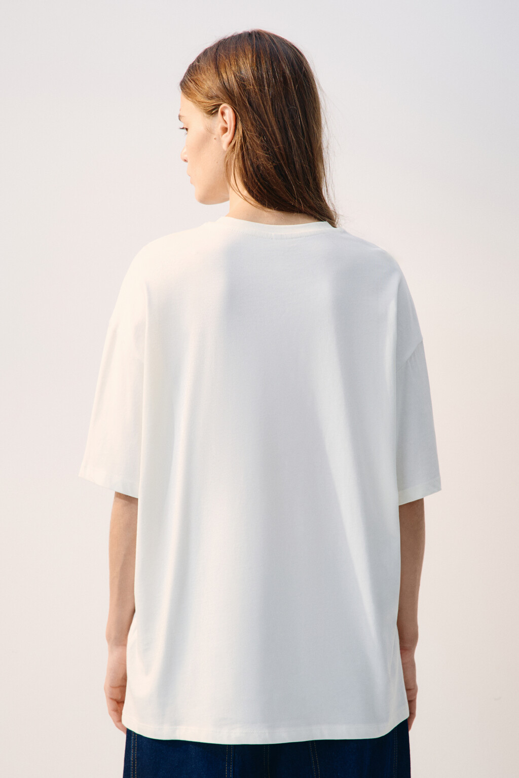 Футболка oversize с принтом-надписью - цвет бежевый - 3