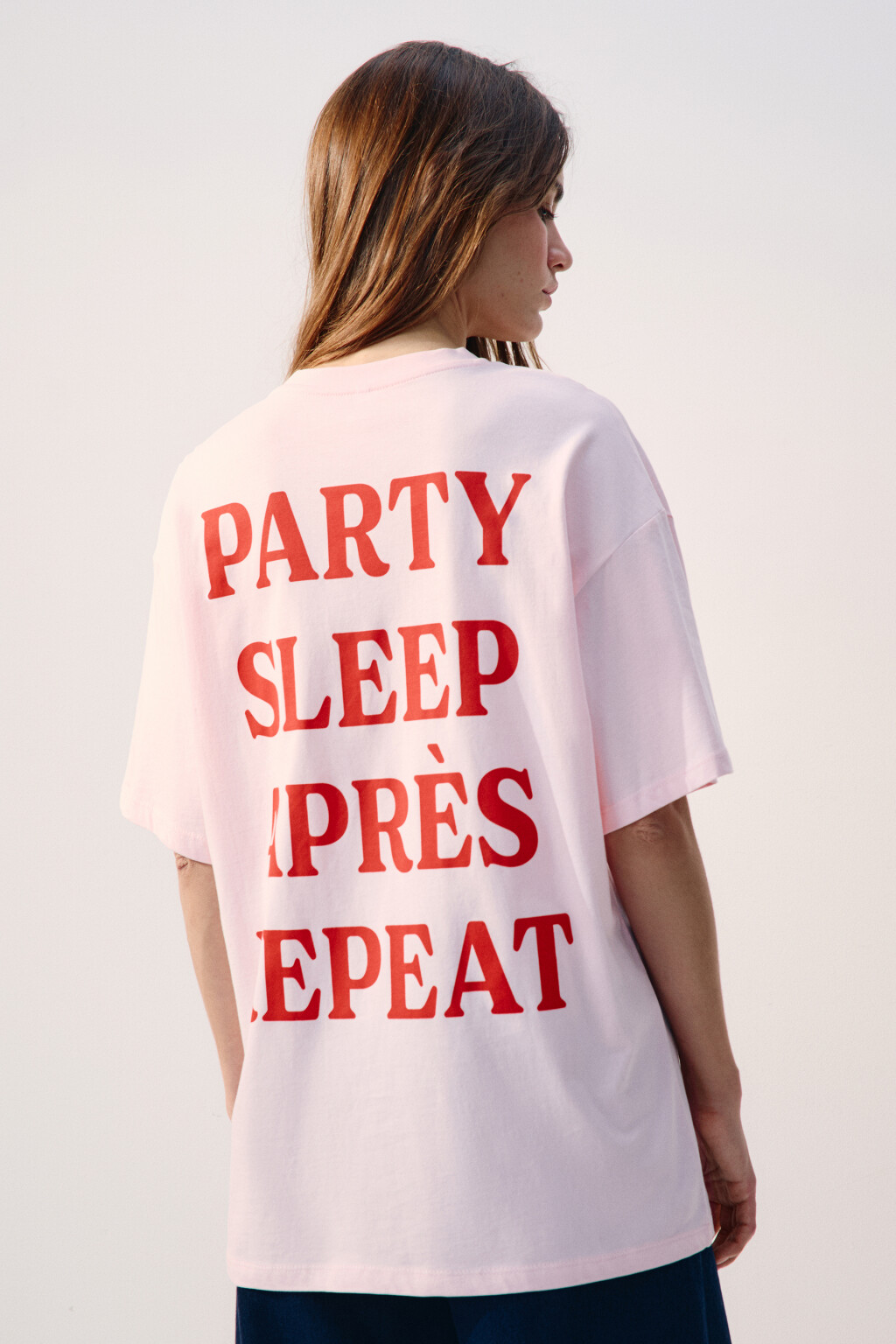Футболка oversize с принтом-надписью - цвет розовый - 3
