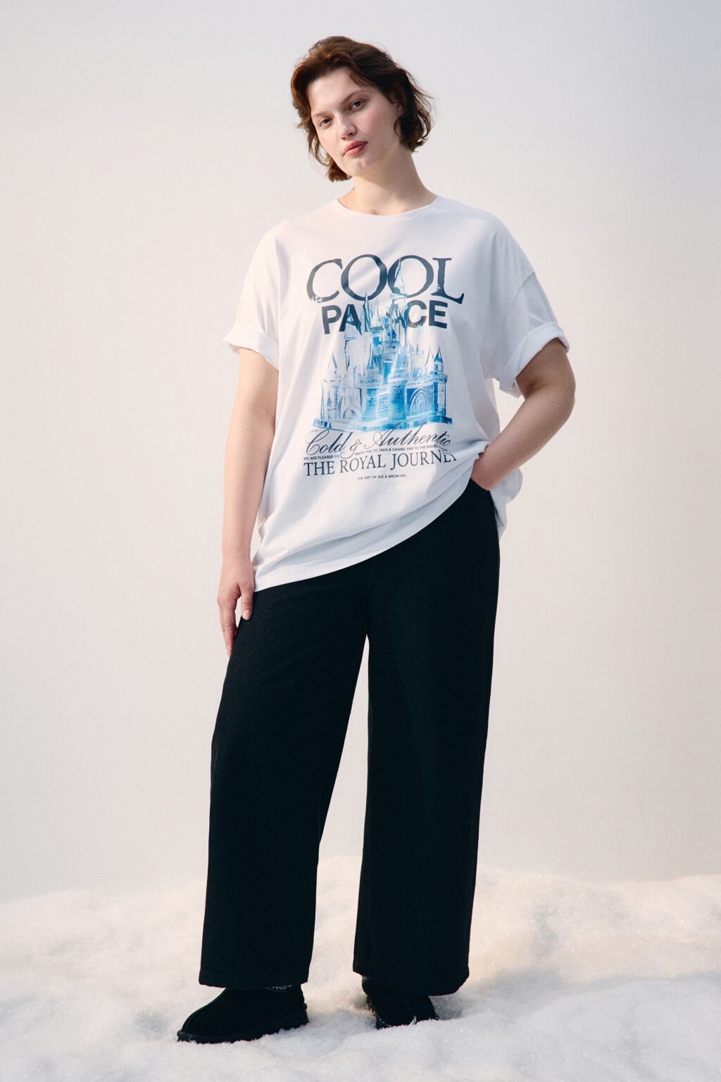 Футболка oversize с принтом-надписью - цвет белый - 4