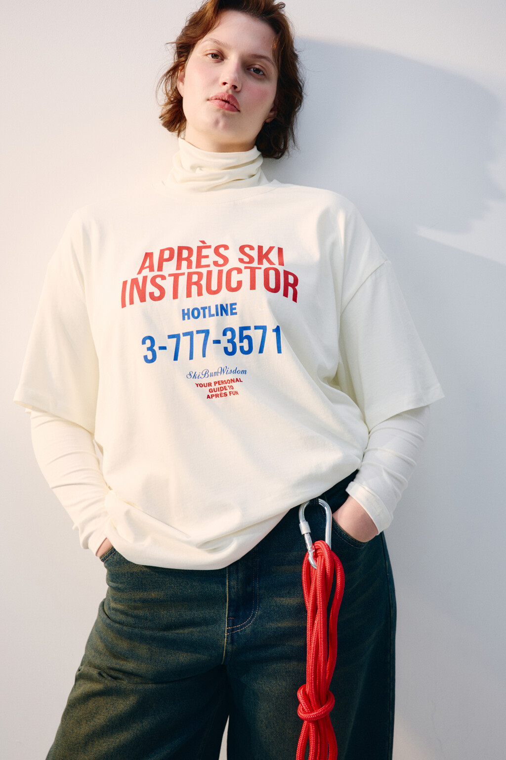 Футболка oversize с принтом-надписью - цвет бежевый - 1