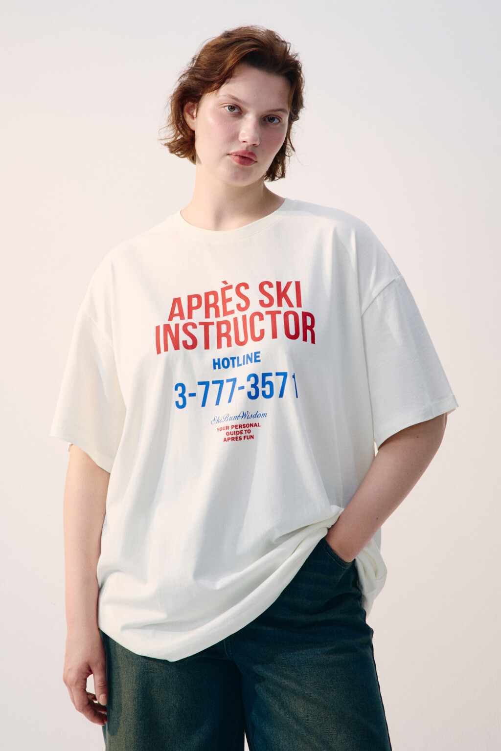 Футболка oversize с принтом-надписью - цвет бежевый - 2