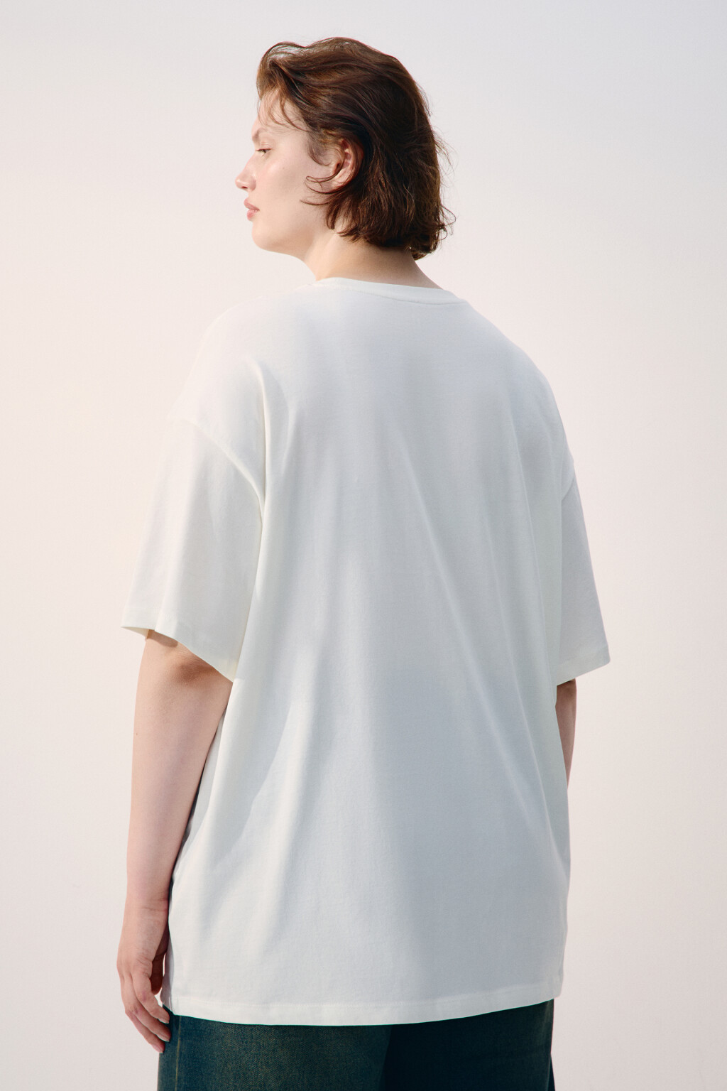 Футболка oversize с принтом-надписью - цвет бежевый - 3