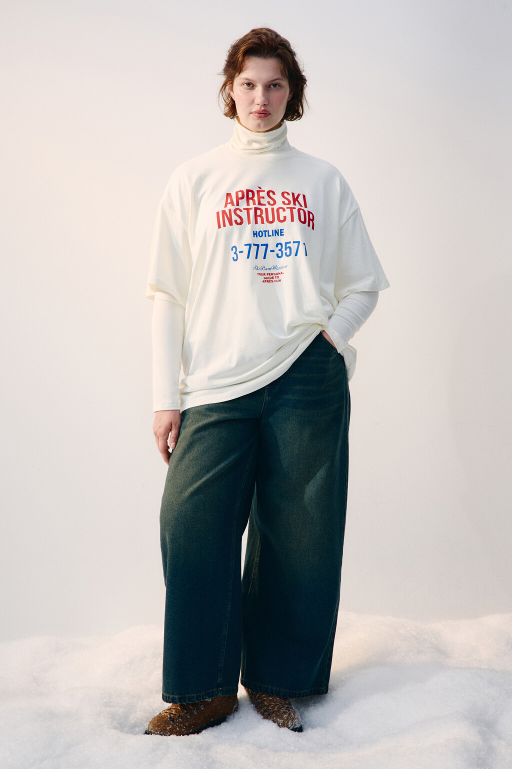 Футболка oversize с принтом-надписью - цвет бежевый - 4