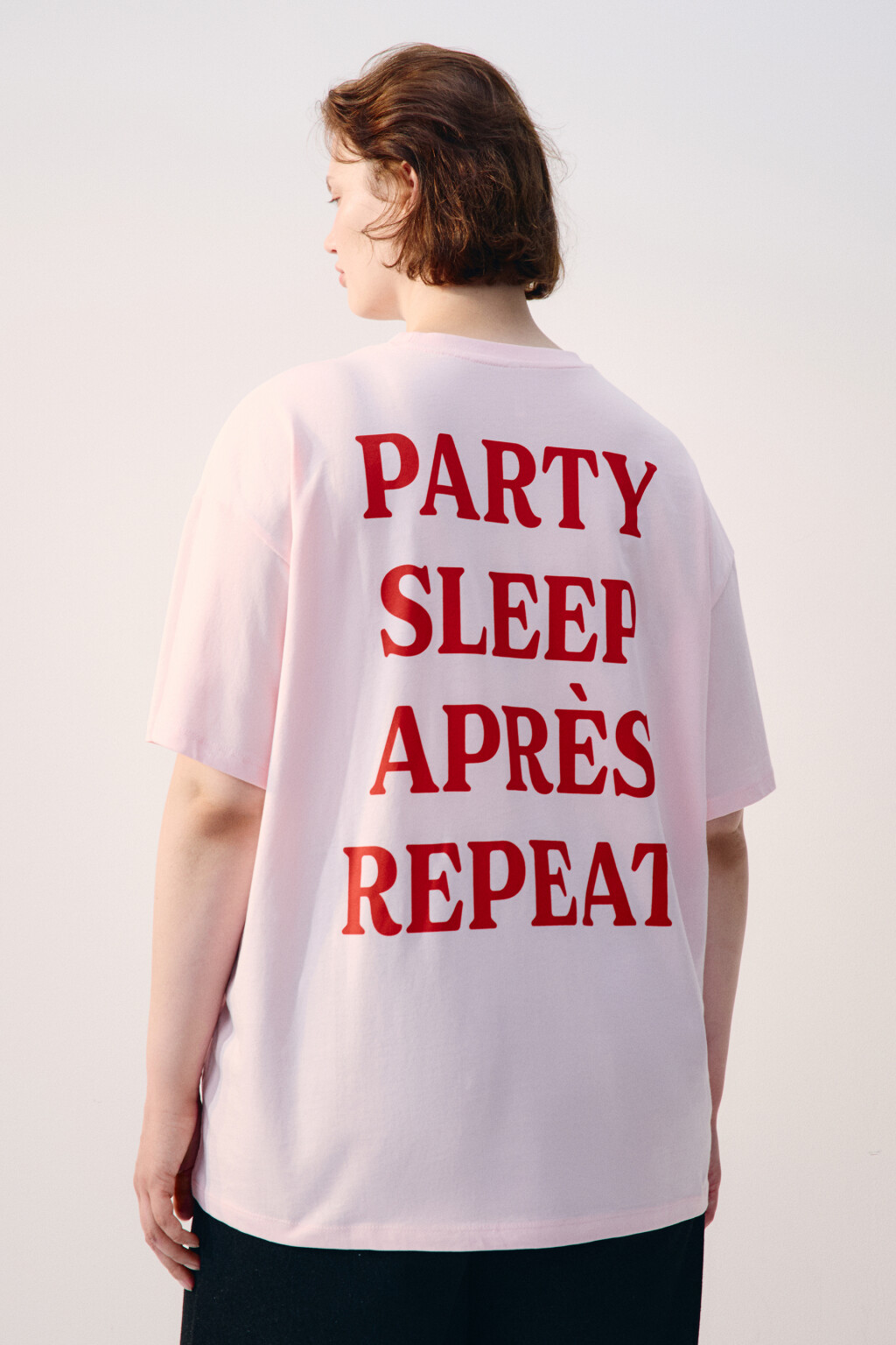 Футболка oversize с принтом-надписью - цвет розовый - 3