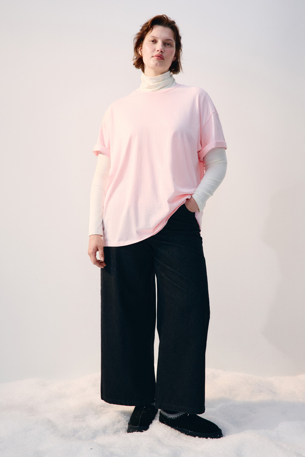 Футболка oversize с принтом-надписью - цвет розовый - 4