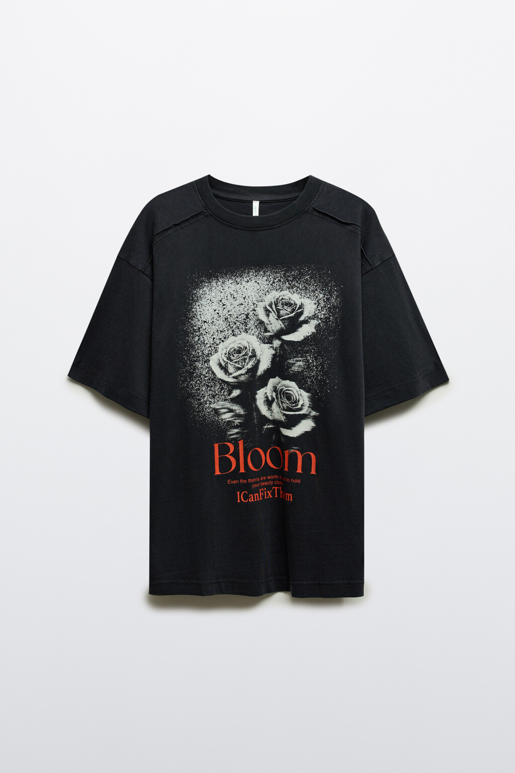 Футболка с принтом и открытыми срезами - цвет черный - 7