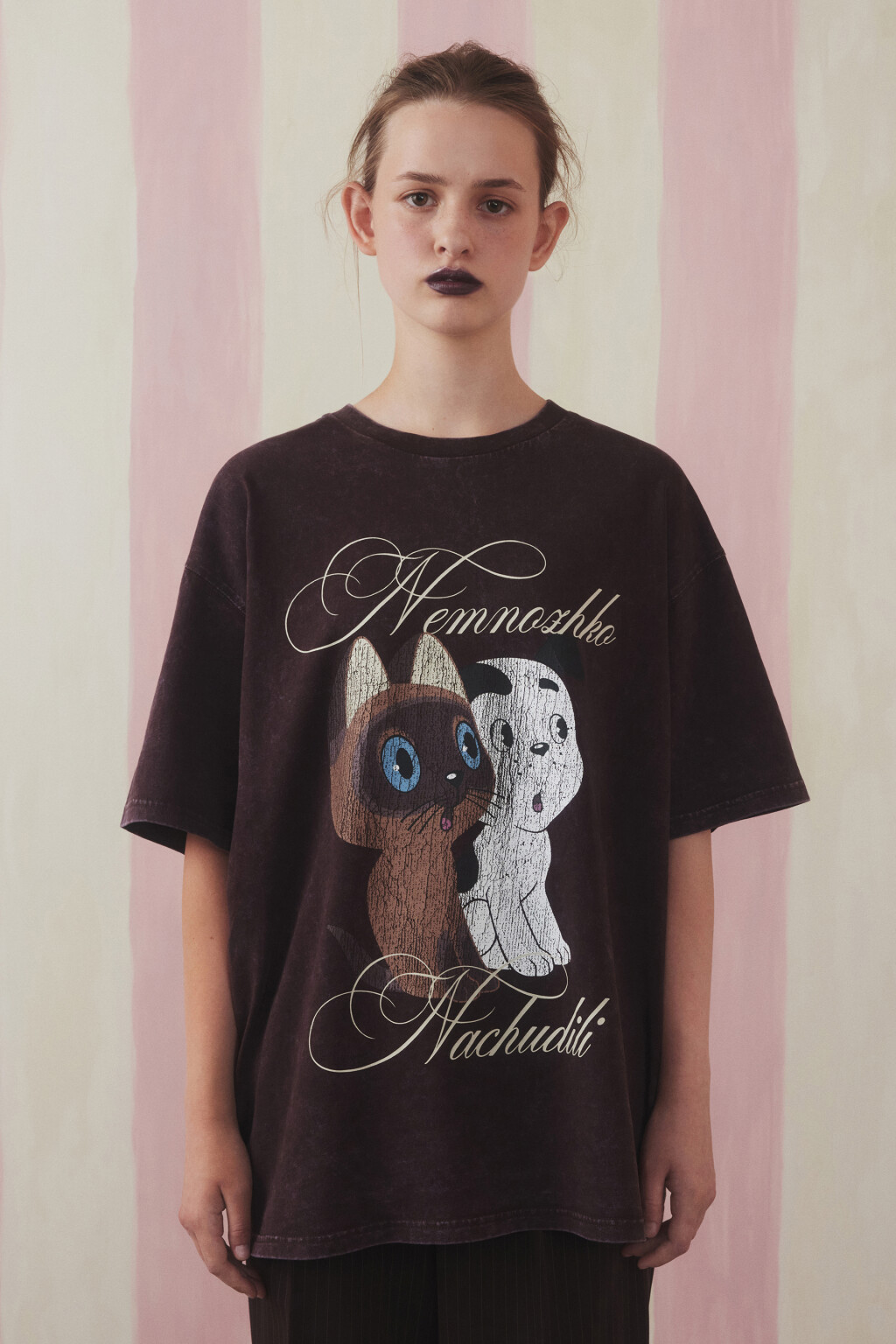 Футболка унисекс вареная с принтом - цвет коричневый - 2