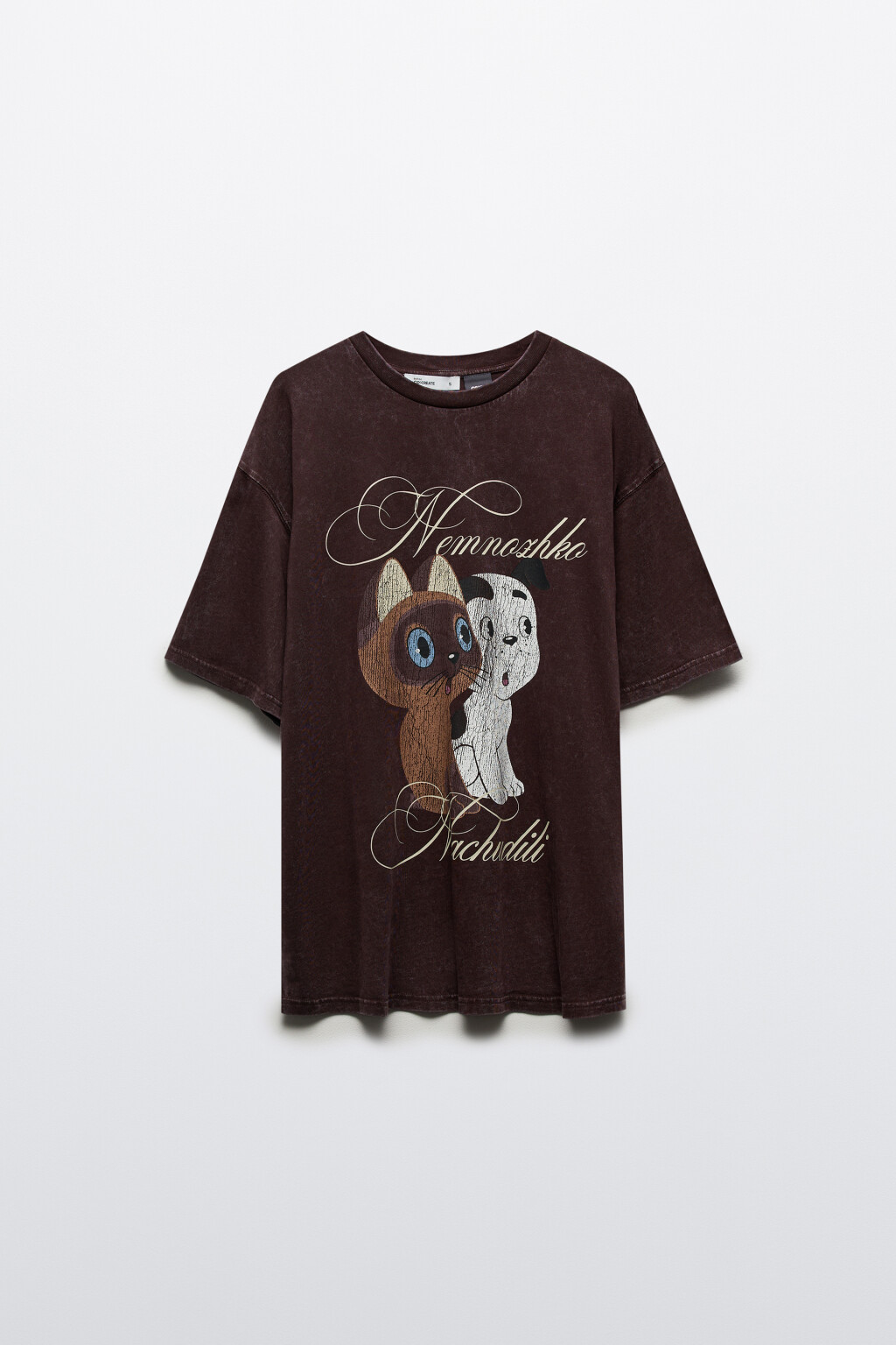 Футболка унисекс вареная с принтом - цвет коричневый - 8