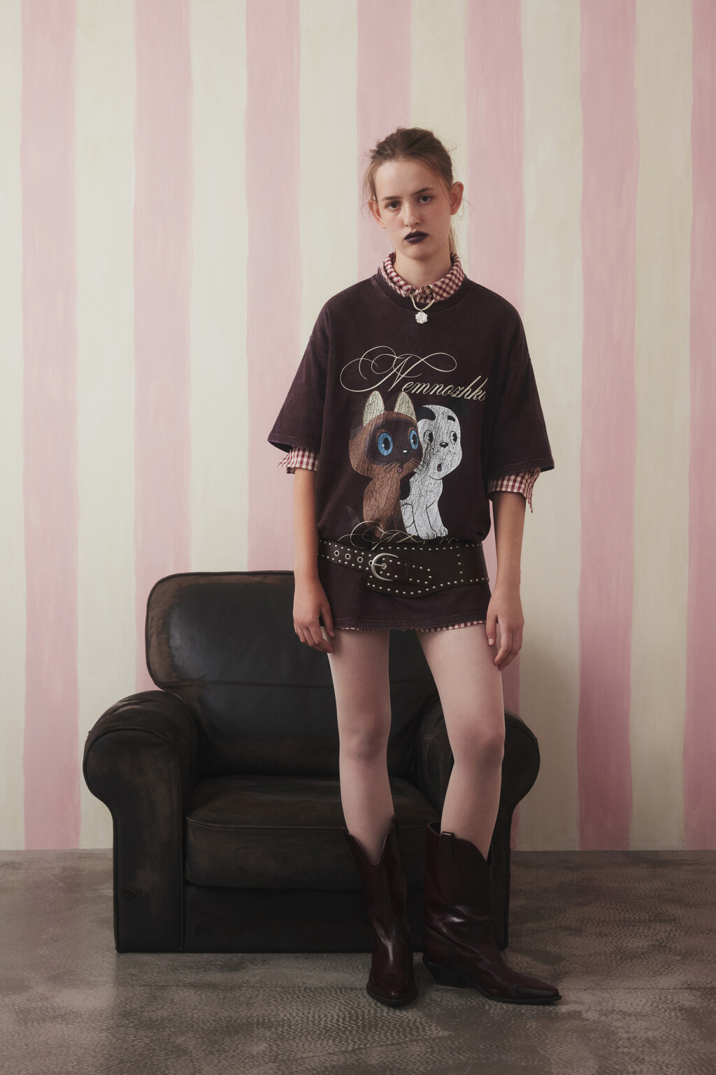 Футболка унисекс вареная с принтом - цвет коричневый - 1