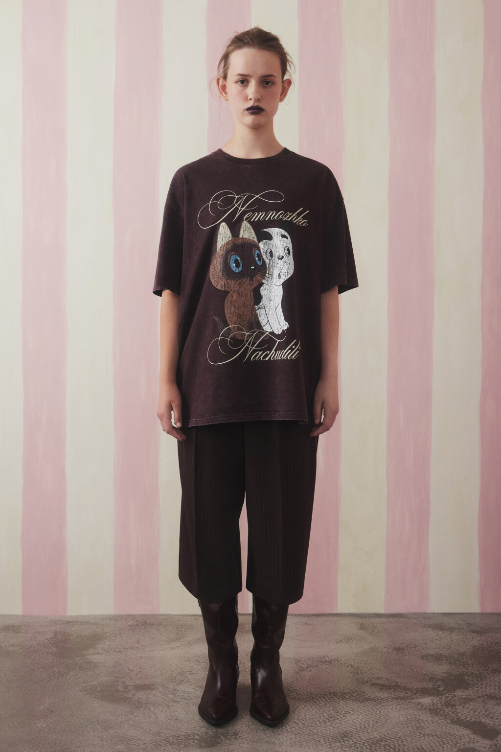 Футболка унисекс вареная с принтом - цвет коричневый - 4