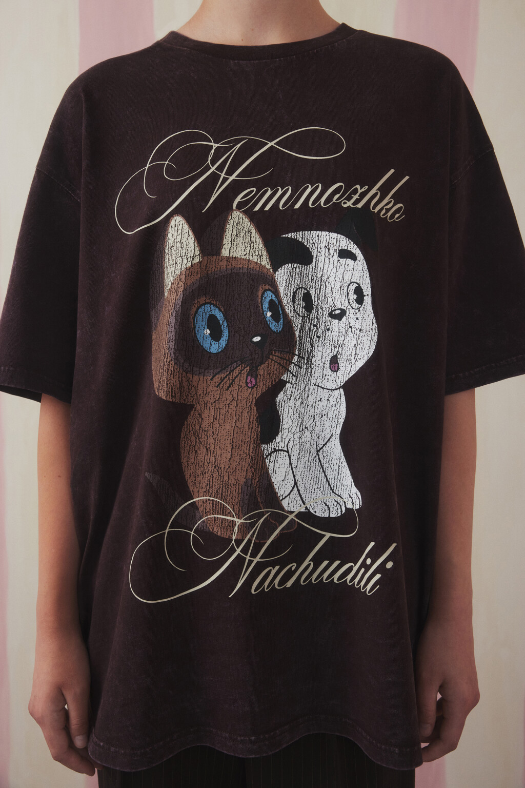 Футболка унисекс вареная с принтом - цвет коричневый - 5