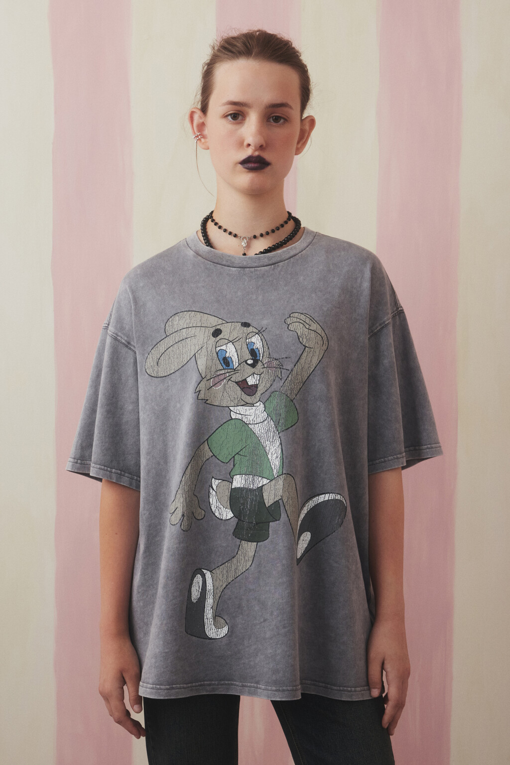 Футболка унисекс вареная с принтом - цвет серый - 3