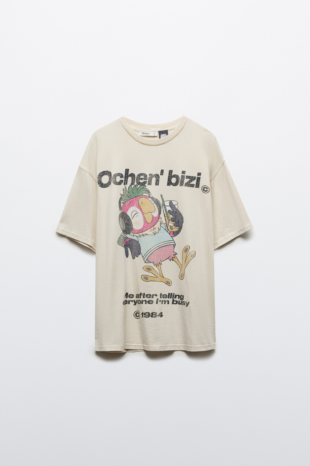 Футболка унисекс вареная с принтом - цвет бежевый - 8