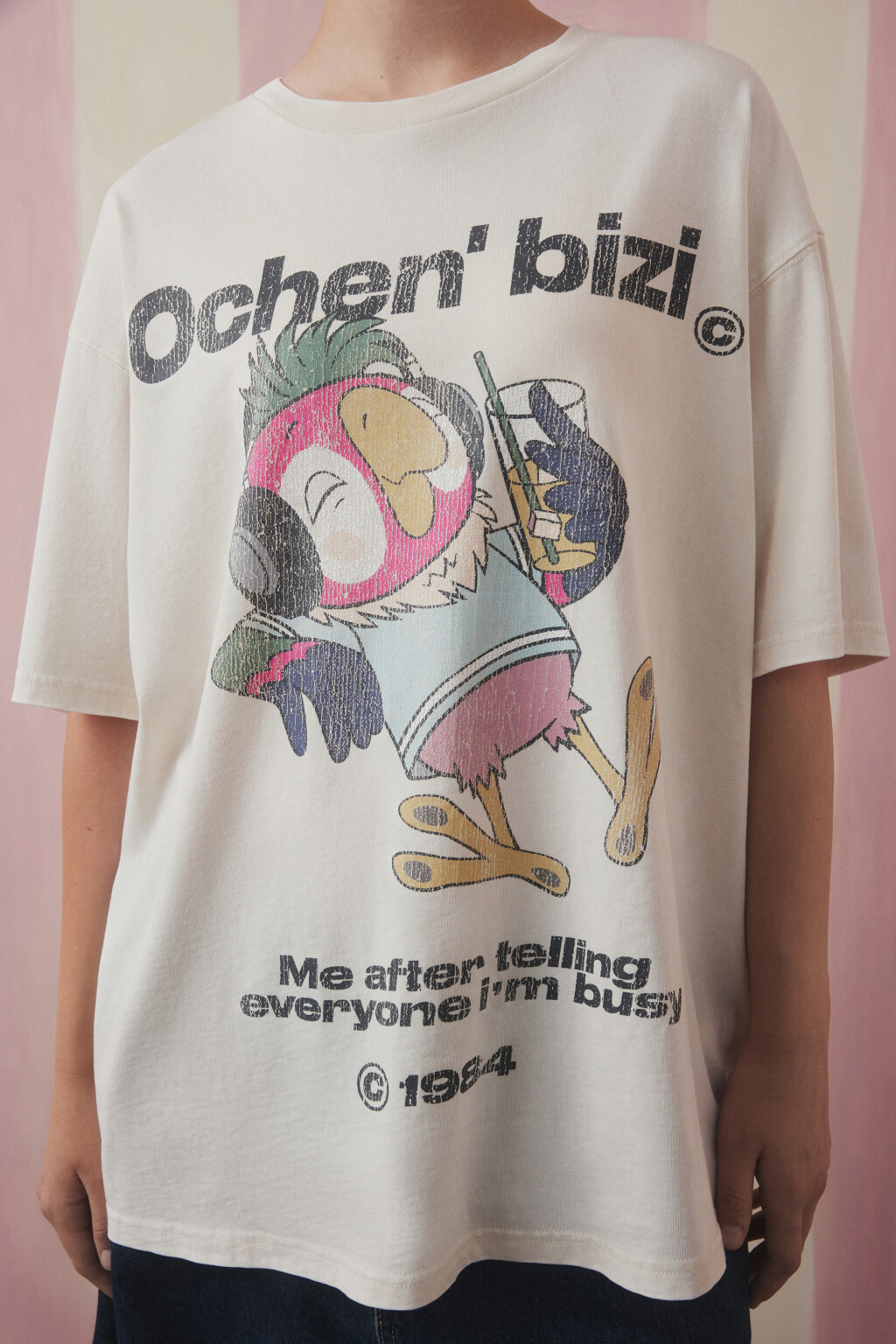 Футболка унисекс вареная с принтом - цвет бежевый - 5