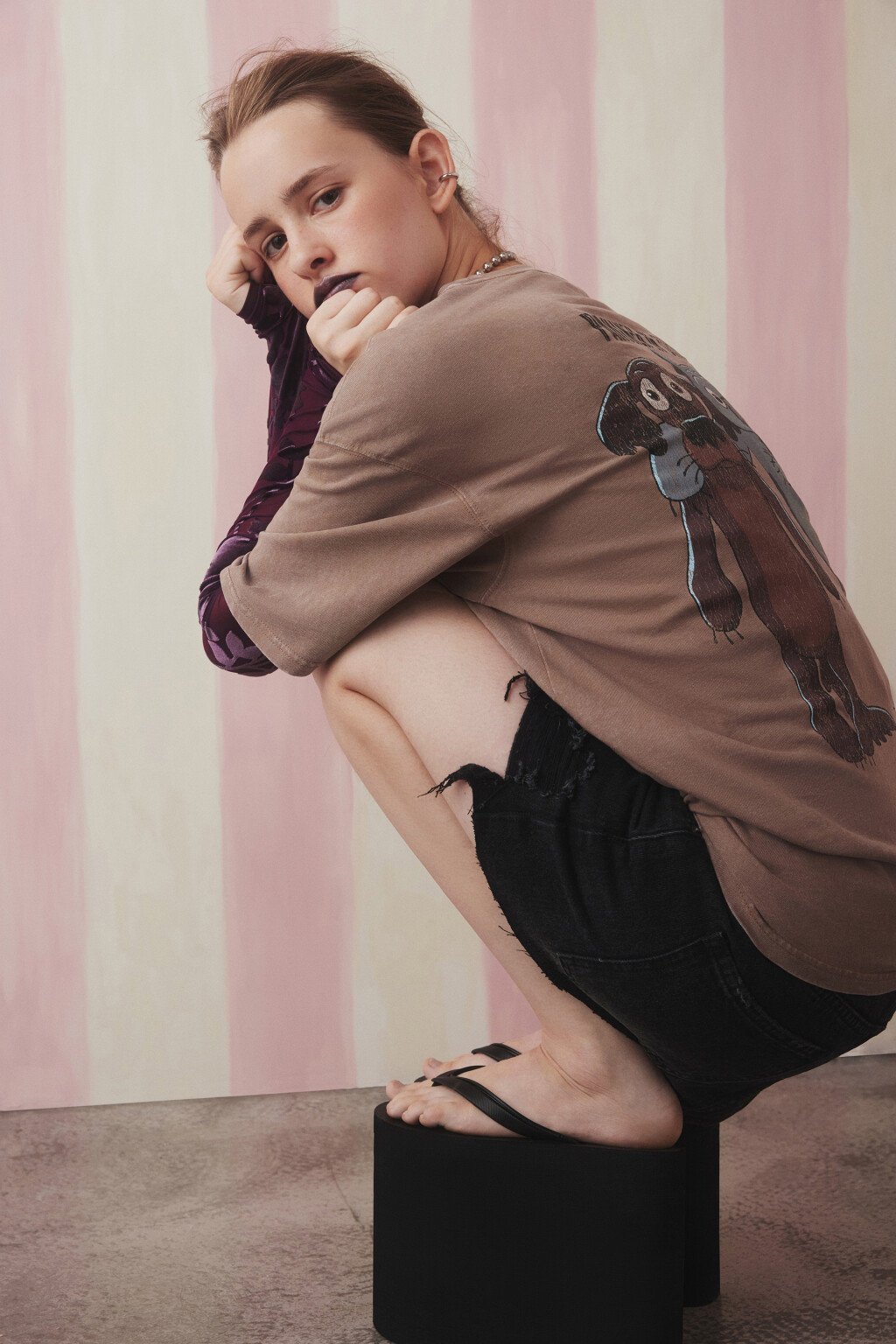 Футболка унисекс вареная с принтом - цвет бежевый - 1