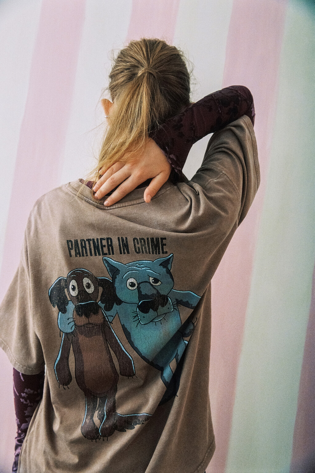 Футболка унисекс вареная с принтом - цвет бежевый - 2