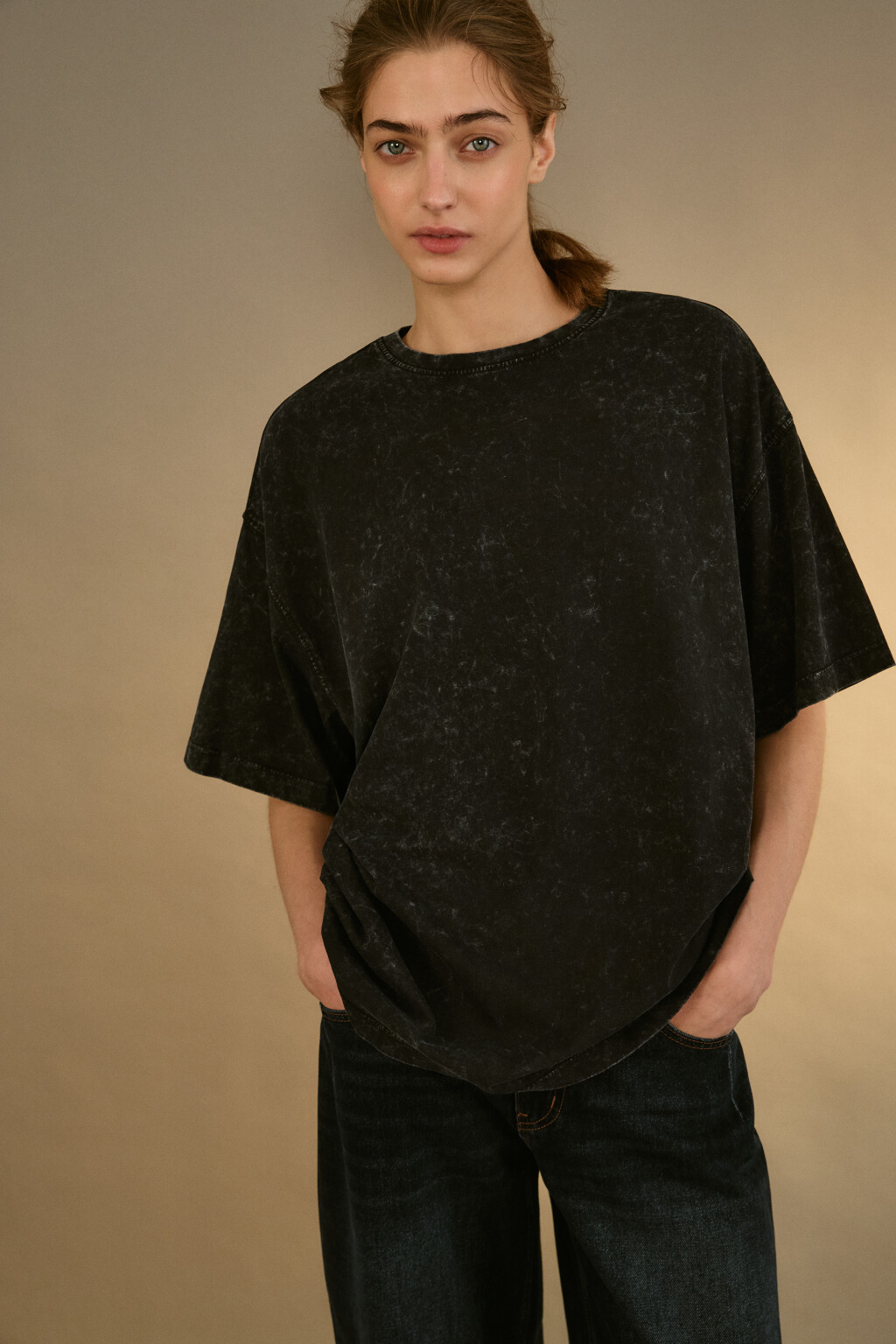 Футболка с вареным эффектом - цвет серый - 1