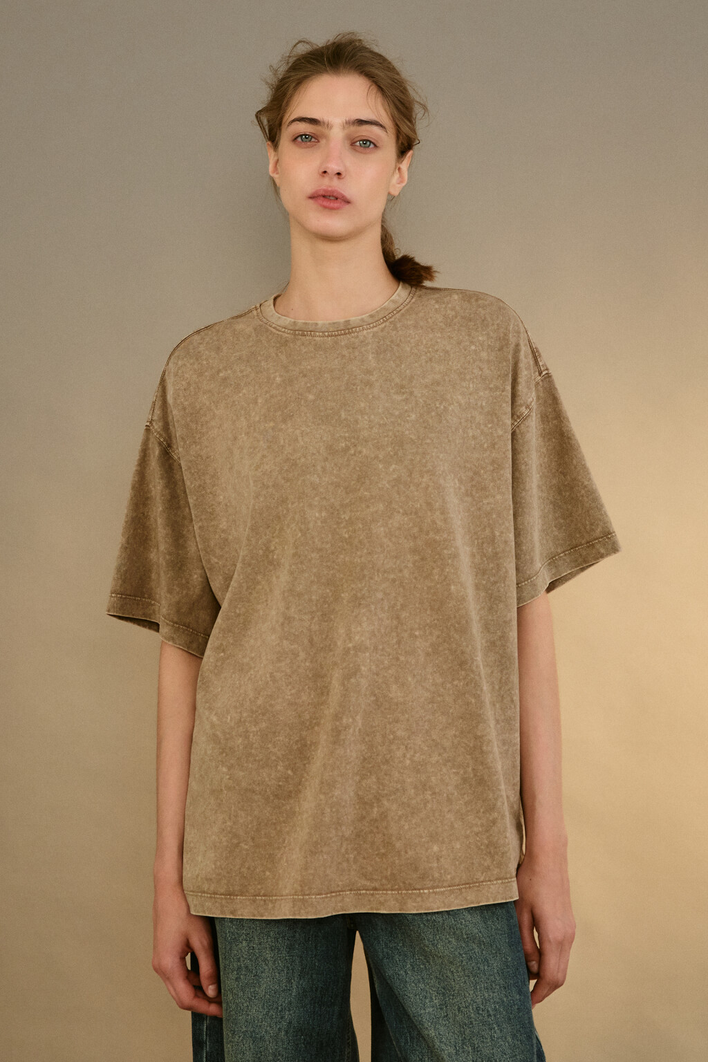 Футболка с вареным эффектом - цвет бежевый - 2