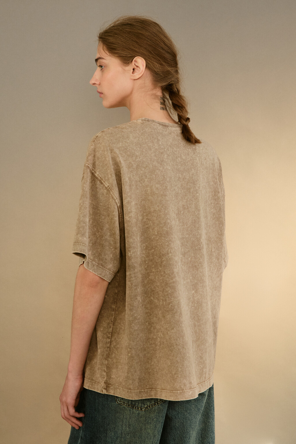 Футболка с вареным эффектом - цвет бежевый - 3